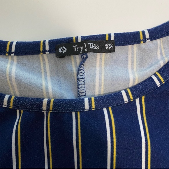 TRY THIS Short Ruffled Sleeve Striped Blouse Tie Front Plus Size 2X - Picture 8 of 9